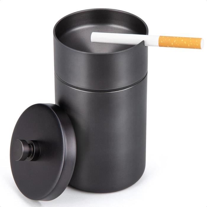 Cendrier Acier Inox HONZUEN Avec Couvercle - Coupe-Vent Et Imperméable | Pour Extérieur Et Voiture