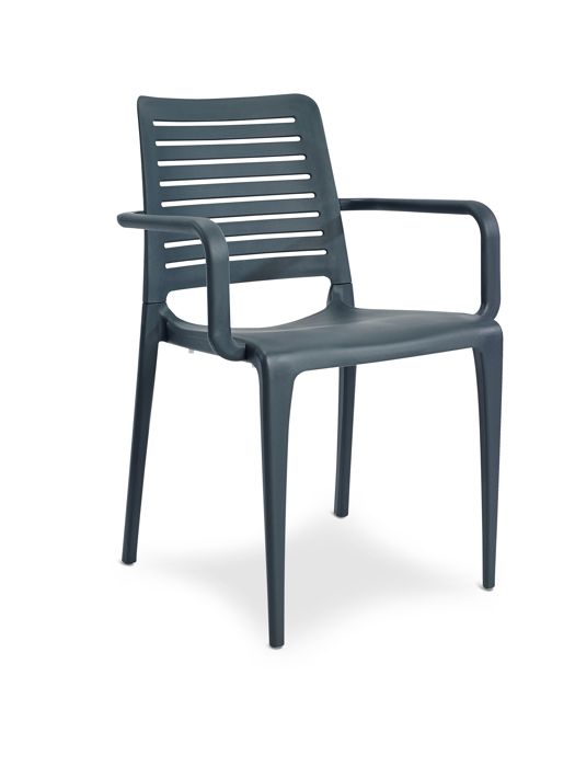 fauteuil de jardin empilable - ezpeleta - park - gris anthracite - résistant aux chocs, gel et uv