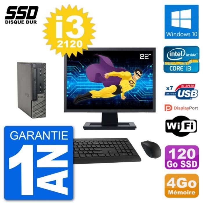 Ultra Mini PC Dell 790 USFF Ecran 22" i3-2120