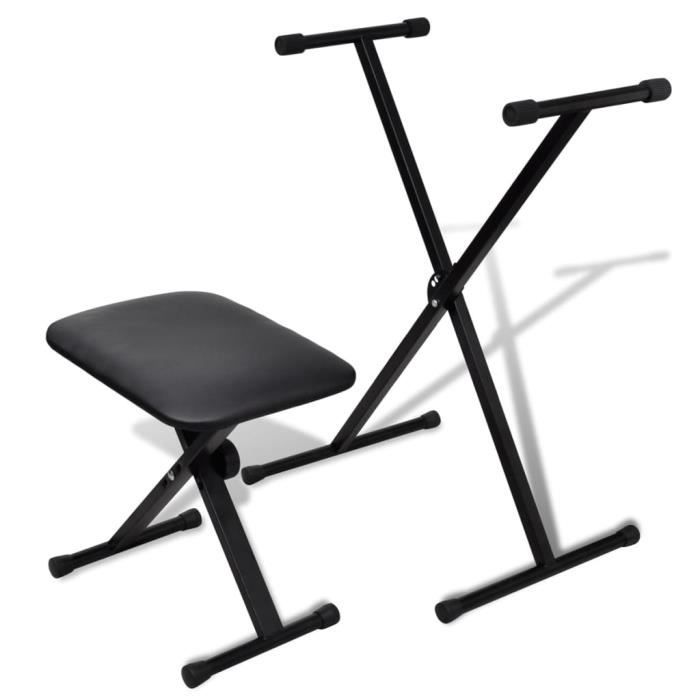 Tabouret De Piano LEADZM - Rembourré En Cuir, Hauteur Réglable, Pliable