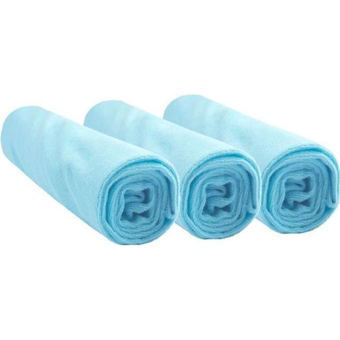 Housses Matelas à Langer - EASY DORT - Lot de 3 - Éponge Coton - Turquoise - Extensible