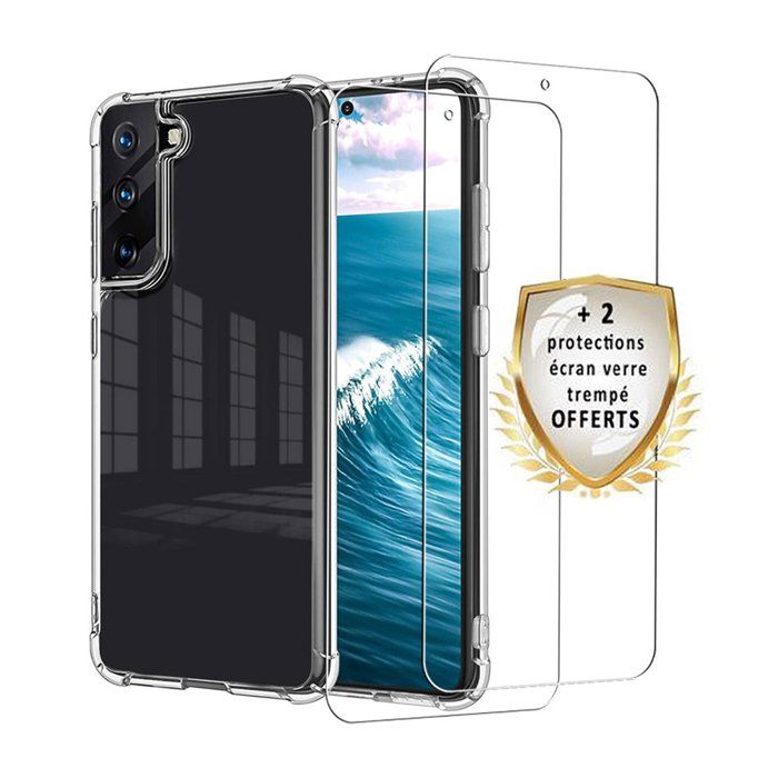EVETANE Coque pour Galaxy S21 Plus 5g antichoc transparente + 2 vitres []