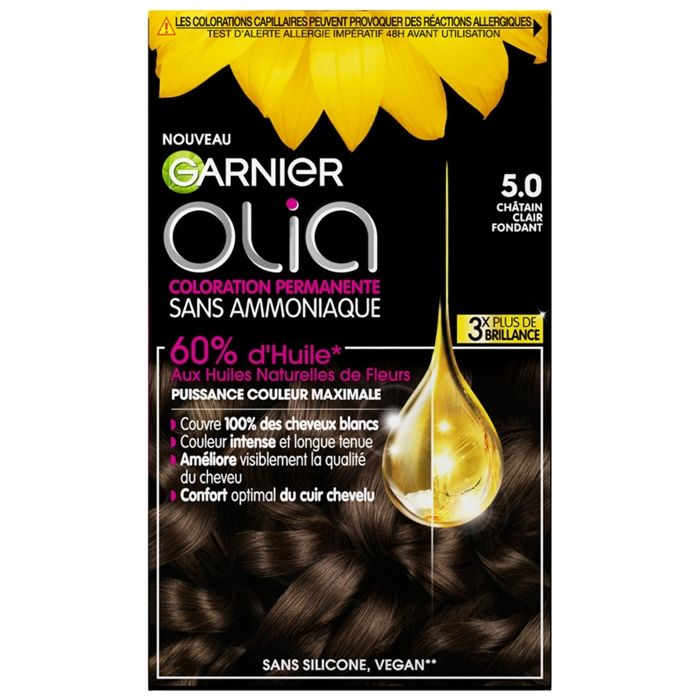 GARNIER Coloration Olia n° 5.0 châtain clair fondant ...