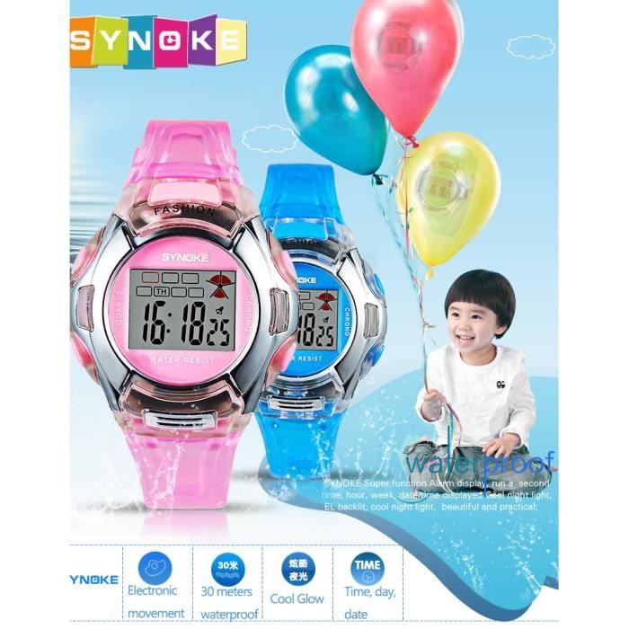 Montre Numérique Enfant Chat 3D - Étanche 30m - Rétroéclairage LED - Bracelet PVC Réglable - Fille 3-12 Ans - Joynine