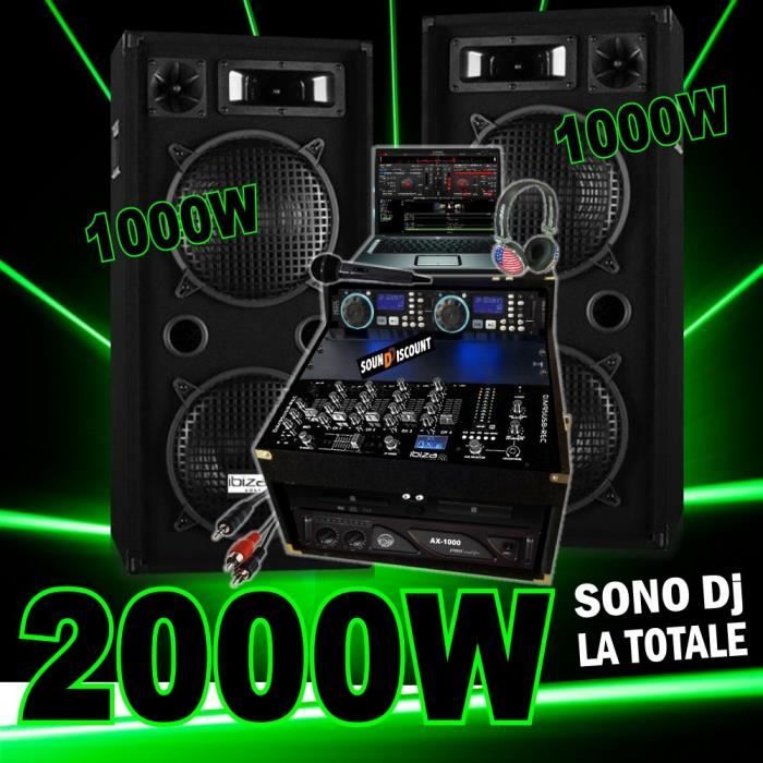 SONO COMPLÈTE avec 2 ENCEINTES 1000W + AMPLI 1000W + DOUBLE CD + MIXAGE USB  DJ + .CASQUE DJ  SONO COMPLÈTE - Cdiscount TV Son Photo