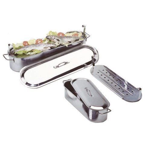 Poissonnière - Vogue - 50cm - Acier inoxydable - Couvercle - Grille dégouttage