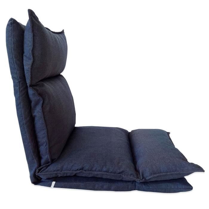 chaise de méditation - mobili rebecca - bleu denim - inclinable - polyester et métal