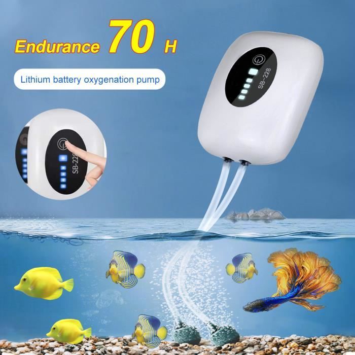 Pompe à Air pour Aquarium Rechargeable par USB 2w double sortie fonctionnement silencieux performant oxygène pompe
