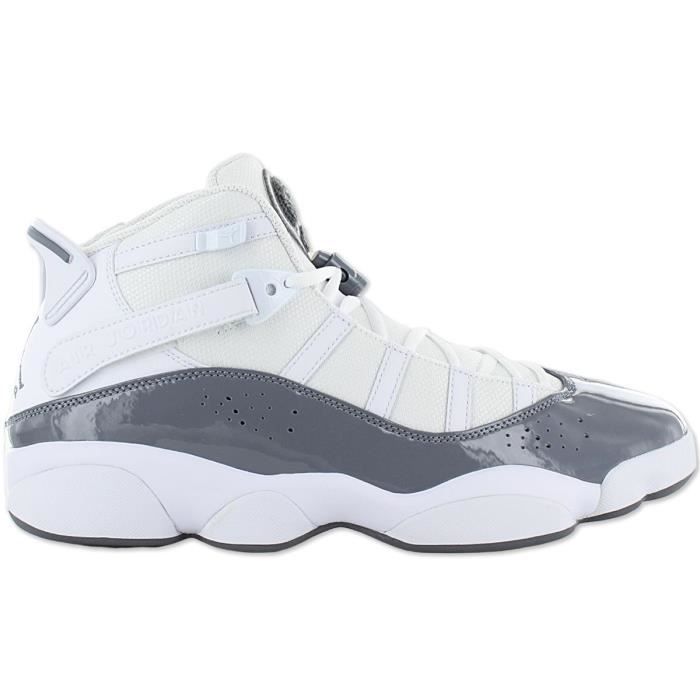 Air Jordan 6 Rings - Hommes Sneakers Baskets Chaussures de basketball Blanc-Gris 322992-121