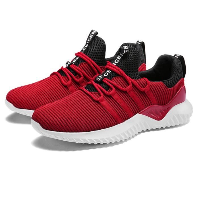 Basket homme de marque luxe Mesh respirant Les loisirs chaussures absorbant les chocs chaussure de sport Rouge