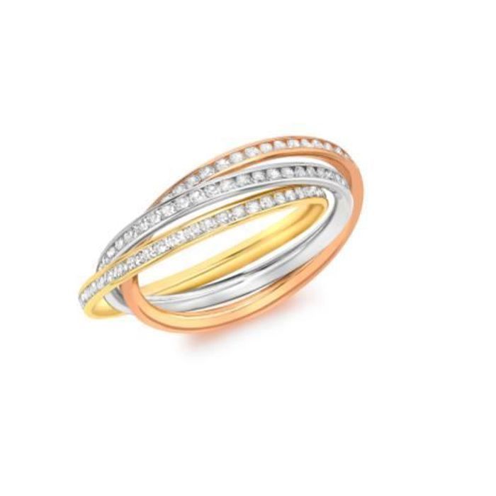 Bague Trois Anneaux Trois Ors Jaune Blanc Rose 9 Carats 375 1000