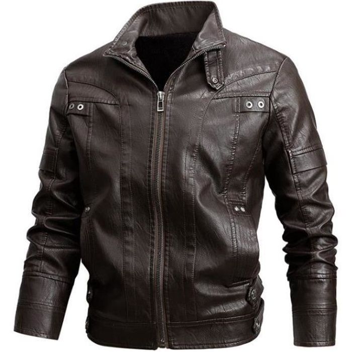 Vintage Pour Homme Noir /& Marron en Cuir Véritable Veste Slim Véritable Motard Neuf XS-3XL