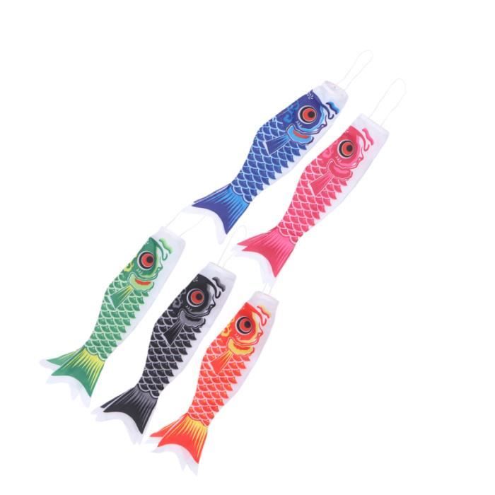 Lot De 4 Sacs à Vent Carpes Japonaises - Drapeaux Poissons Colorés à Suspendre Pour Jardin, Terrasse, Restaurant Sushi Ou Bar