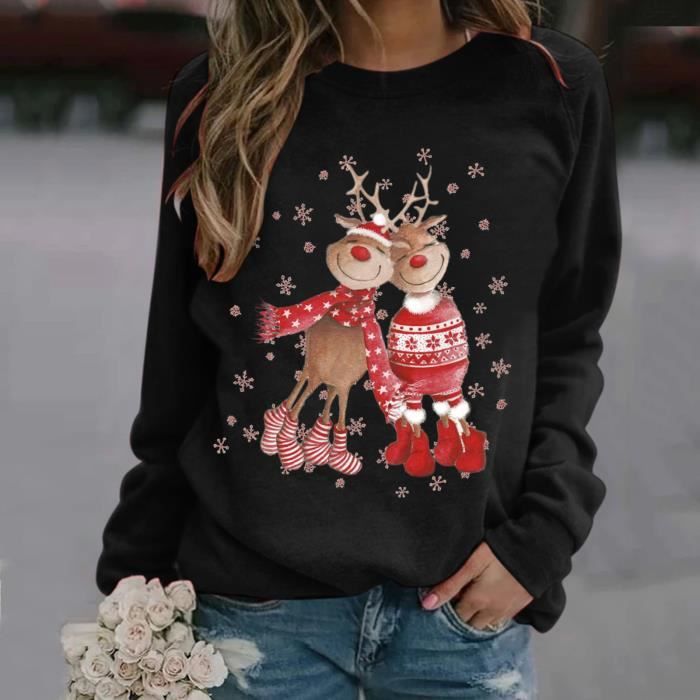 Huttam Pull De Noel Femme Moche Renne Grande Taille Sweat Noel Femme