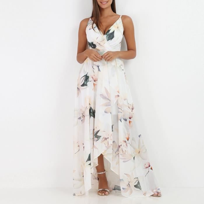 Robe longue blanche fendue sales