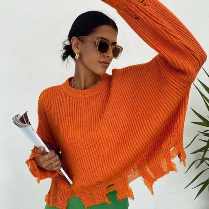 Pull troué femme online