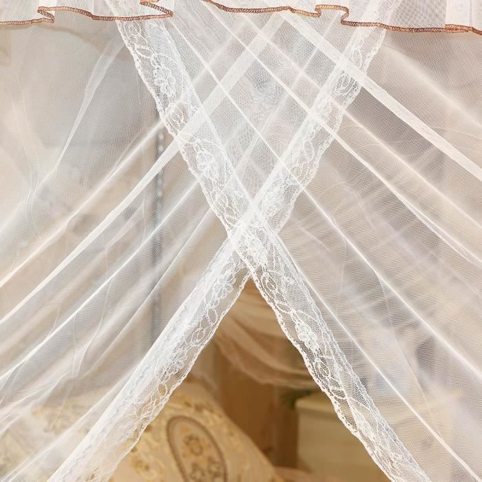 Moustiquaire De Lit à Baldaquin Style Princesse - Taille M 150x200x200 Cm, En Polyester, 3 Ouvertures Latérales