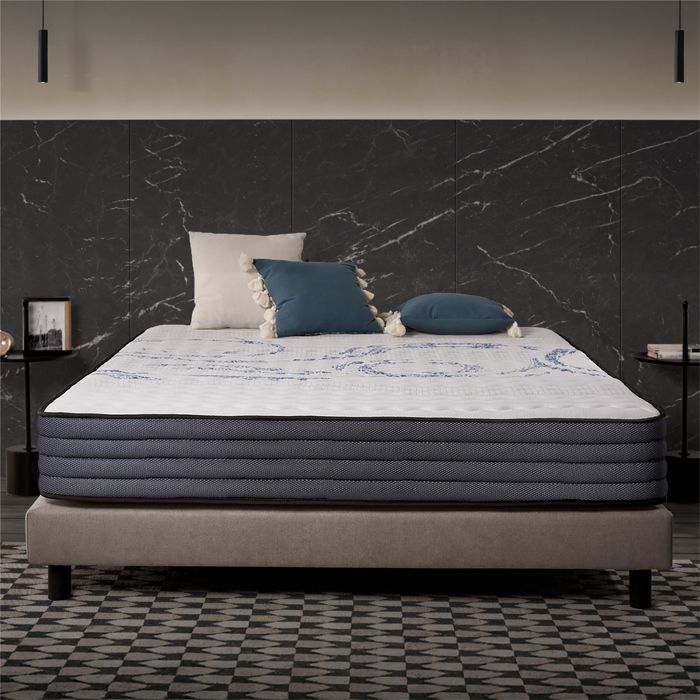 Matelas Perfect Sleep 140x190 cm - Hybrid - Ressorts ensachés+Latex+Mousse Viscoélastique HR - Soutien mi-ferme 7 zones - epaisseur