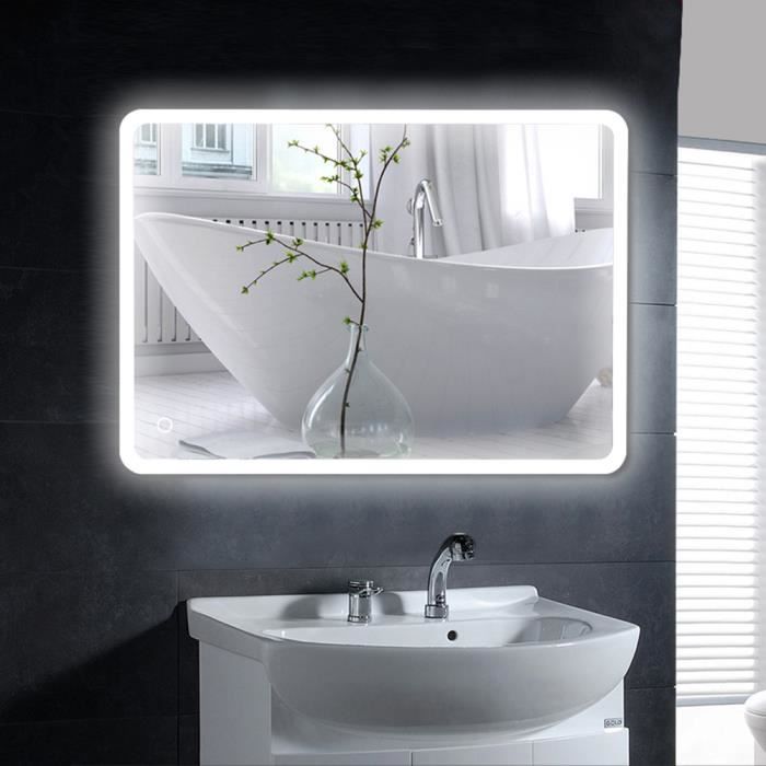 Neuf Miroir De Salle De Bains Avec Led Eclairage Hi Tech 70x50cm