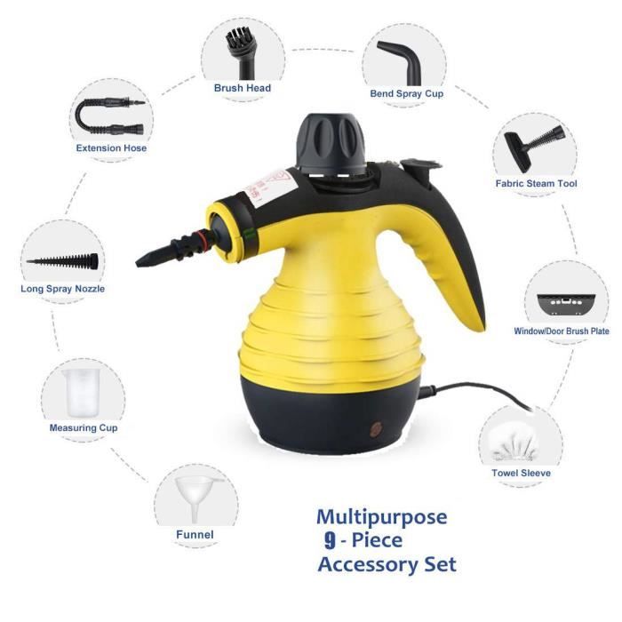 Nettoyeur Vapeur Portable Haute Pression 360ml Avec 9 Accessoires