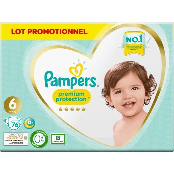 Pampers Premium Protection Taille 6, 76 Couches Cdiscount