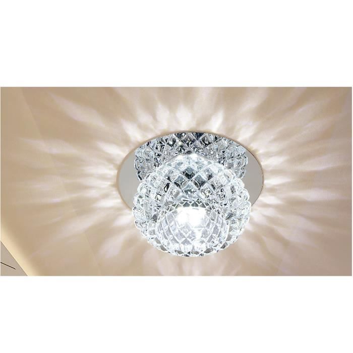 5W Plafonnier en Cristal Spot LED Lustre Luminaire Moderne - Lumière Blanche, 12CM