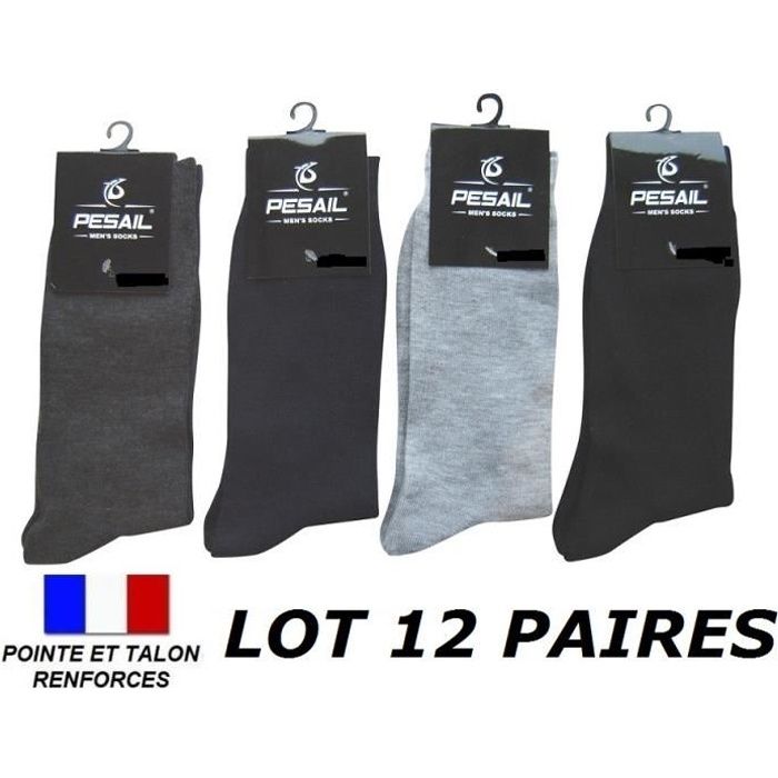 LOT 12 PAIRES DE CHAUSSETTES TAILLE 39 40 41 42 HOMME GARCON UNIES COTON  MAJORITAIRE  - Cdiscount Prêt-à-Porter