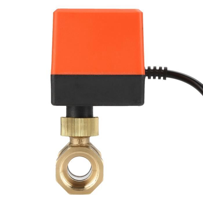 Vanne à Bille Motorisée IP67 3/4" - Laiton, 3 Fils 2 Commandes, AC220V/DC12V/24V - Pour Eau Chaude/froide, Contrôle Automatique - 4