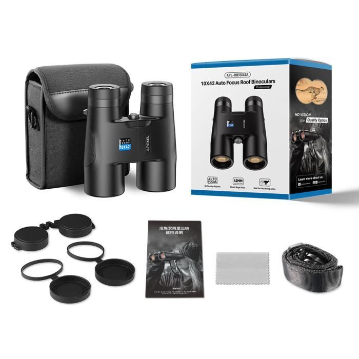 Jumelles Professionnelles 12x42 HD BAK4 – Mise Au Point Centrale, Zoom