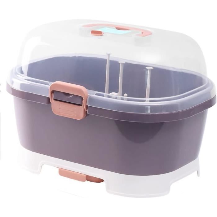 Organisateur de bouteille bébé, organisateur de biberon, grand porte-récipient, organisateur, boîte de rangement avec d'égouttement | Boîte de rangement anti-poussière pour les bouteilles, séc