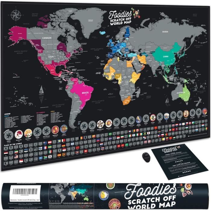 Carte Des Fromages De France à Gratter - 70x42 Cm, 75 Fromages, Accords Vins, 10 Plats - Cadeau Original