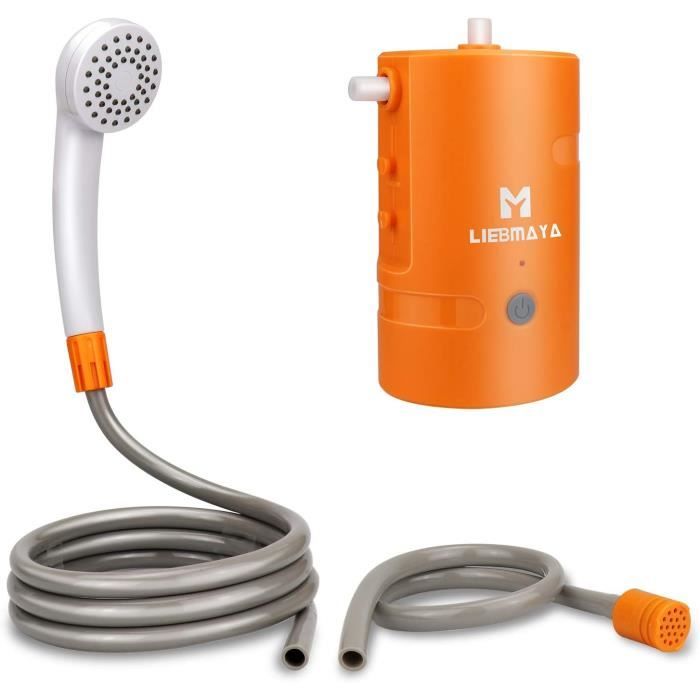 LIEBMAYA Douche Portable Extérieure – Batterie 4400mAh, Débit 4 L/min, IPX7, USB – Pour Camping, Plage, Animaux, Voiture