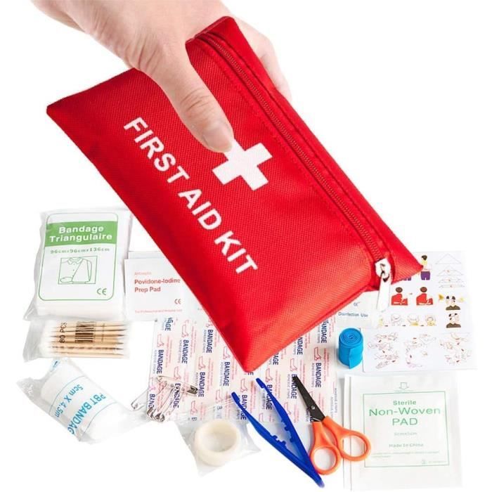 Trousse De Premiers Secours KAIAIWLUO 108 Pièces - Mini Kit Survie - Bandages, Désinfectants - Pour Voiture, Randonnée