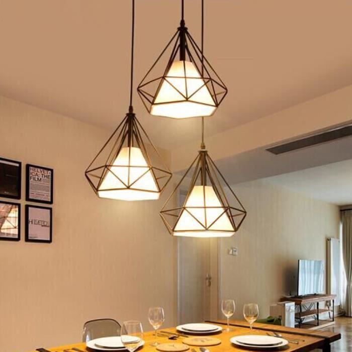 STOEX® Retro Industrielle Plafonnier en Métal Noir Cage Lustre Lampe plafond pour Salle à Manger Salon Bar