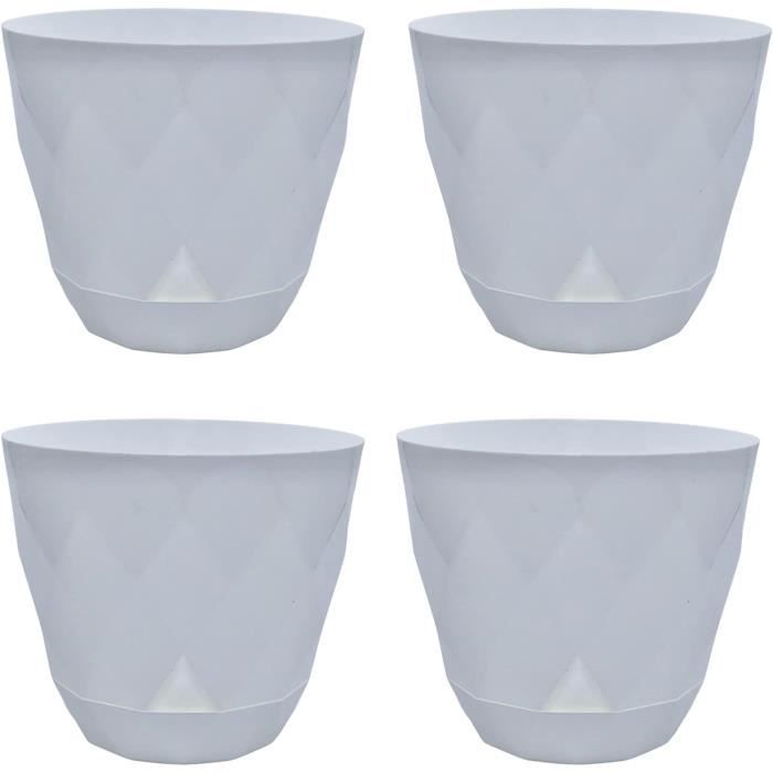 T4U Lot De 4 Pots De Fleurs En Plastique à Arrosage Automatique Pour Plantes D'intérieur, Fleurs, Violettes Africaines, 17,8 Cm, Vert