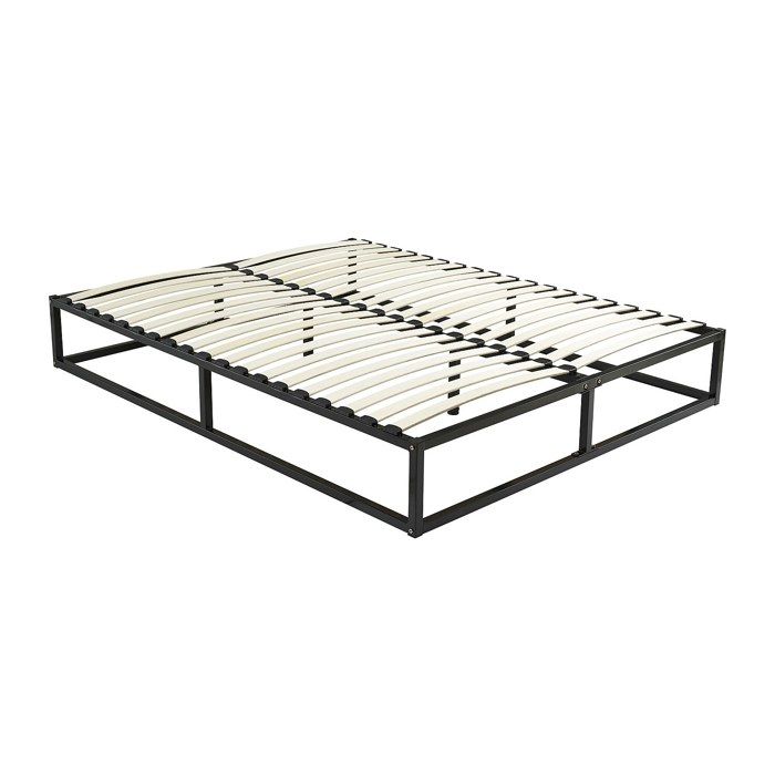 Sommier cadre à lattes en métal 140 x 190 cm - 2 x 19 lattes - Noir - RAMMUS de YSMÉE Sommier cadre à lattes en métal 140 x 190 cm - 2 x 19 lattes - Noir - RAMMUS de YSMÉE