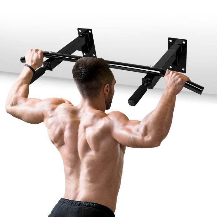 Barre De Traction Murale – Acier Noir – Pour Tractions Et Dips – Station Fitness Maison