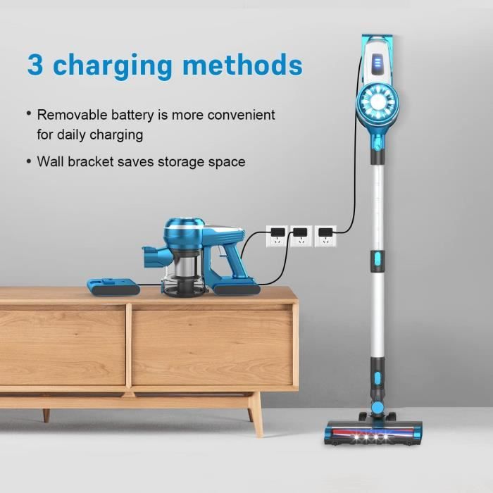 Aspirateur Balai Sans Fil 20KPa 40Min - Aspirateur Léger 6 En 1 Pour Poils Animaux Et Tapis