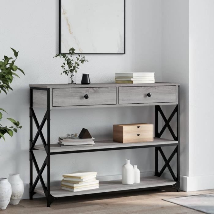 vidaXL Table console sonoma gris 100x28x75 cm bois dingénierie 834193