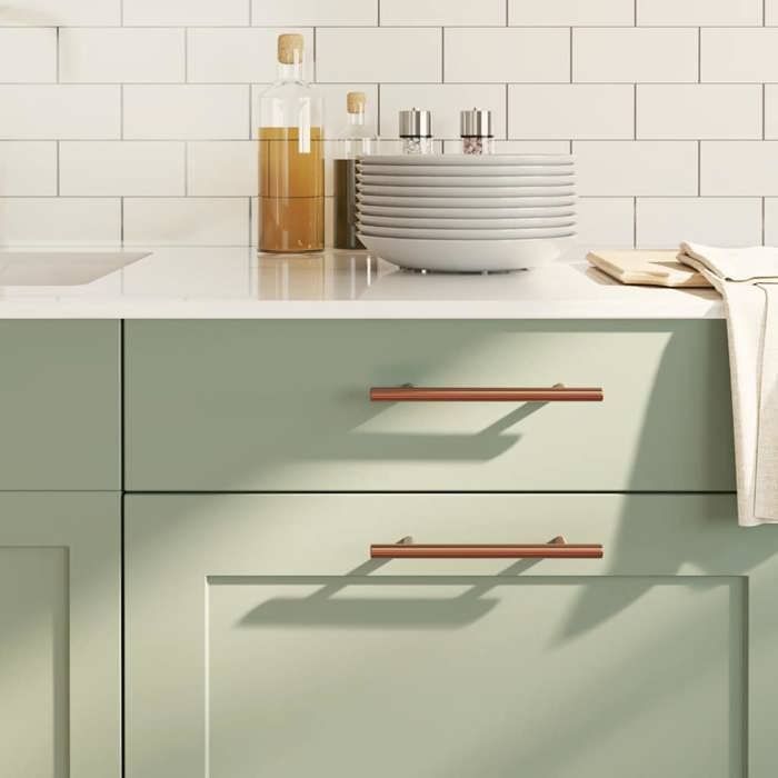 vidaXL Poignées dArmoire 10 pcs Poignées de Placard Poignées en Forme de T Cuisine Maison Intérieur Bronze 128 mm Acier 155374