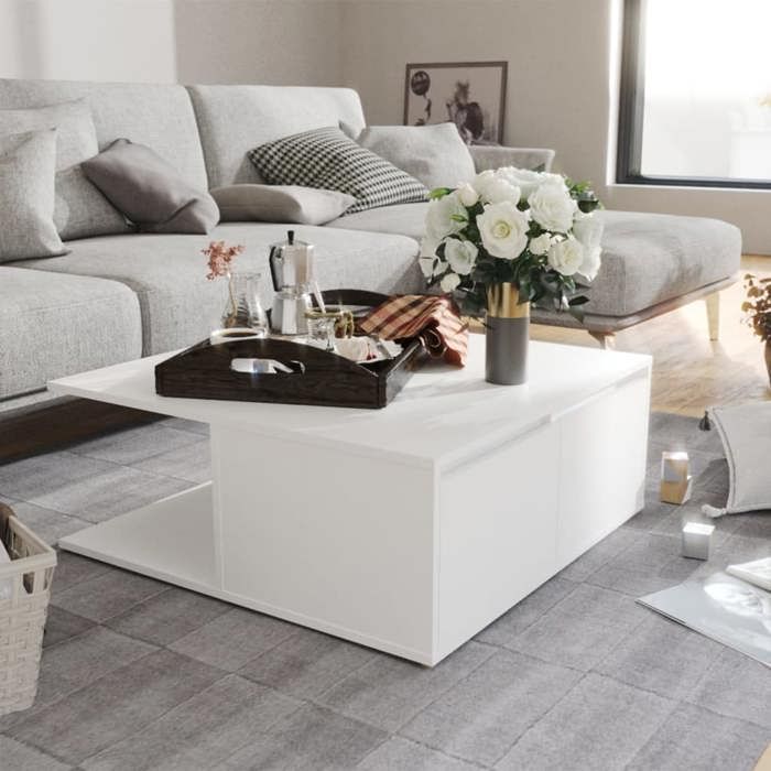 vidaXL Table basse blanc 80x80x31 cm bois dingénierie 806876