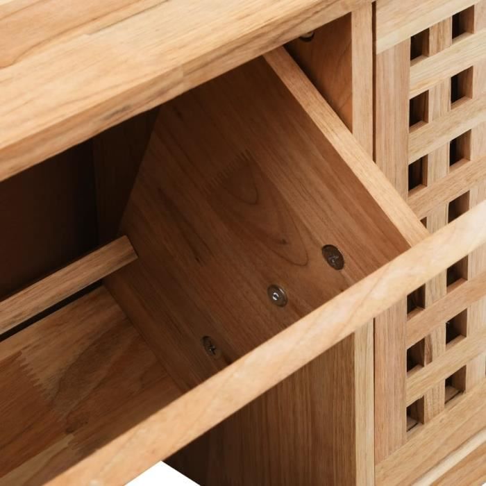 Banc de rangement - VINGVO - 94x20x38cm - Bois massif de noyer - 2 compartiments - 6 paires de chaussures