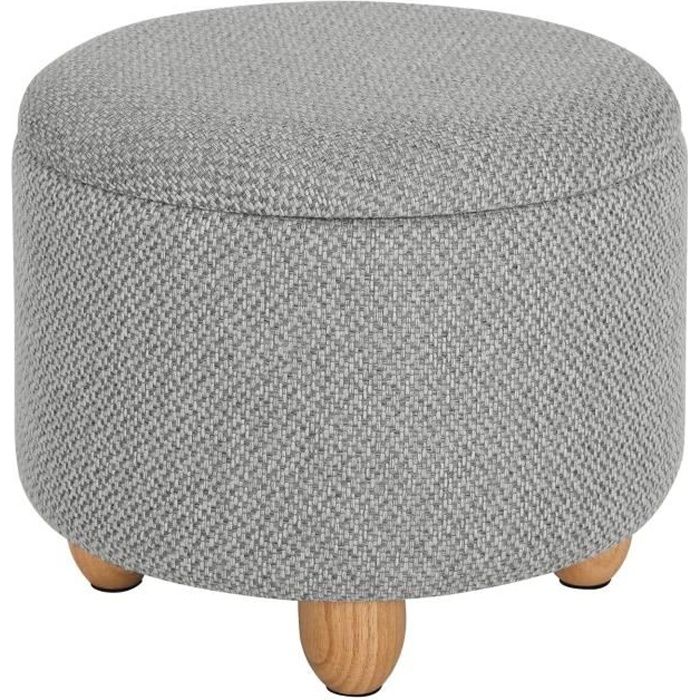 WOLTU Pouf de Rangement avec Pieds en Pin Tabouret Rembourré avec Couvercle Gain de Place pour Salon Chambre Gris Clair WOLTU Pouf de Rangement avec Pieds en Pin Tabouret Rembourré avec Couvercle Gain de Place pour Salon Chambre Gris Clair
