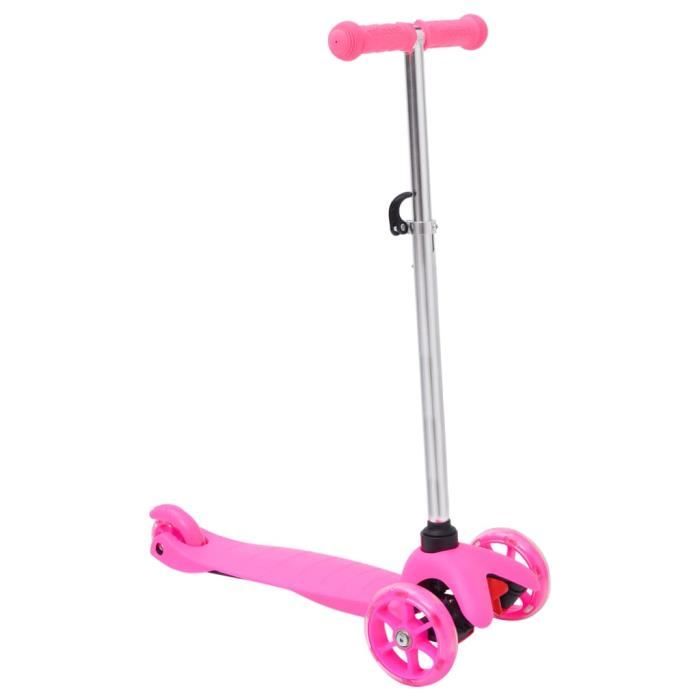 Scooter à 3 roues avec guidon réglable en hauteur et roues led facile à