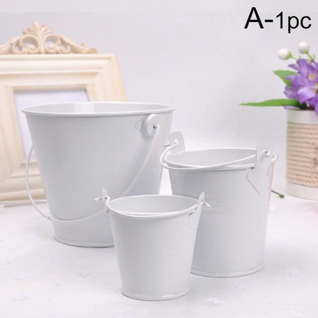 Pot De Fleurs En Tôle De Fer Décoratif Noeud Serrure D'Amour - Petit Seau En Fer Beige Pour Jardin Et Maison