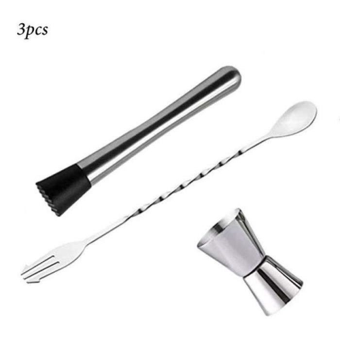Ercuis 8 cuillers coktail métal argenté mélangeur/pilon intégré 25 cm