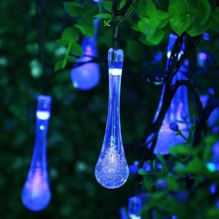gaosa guirlandes lumineuses solaire d'extérieur 30 led icicle boule etanche pour jardinmaisonfête décoration bleu