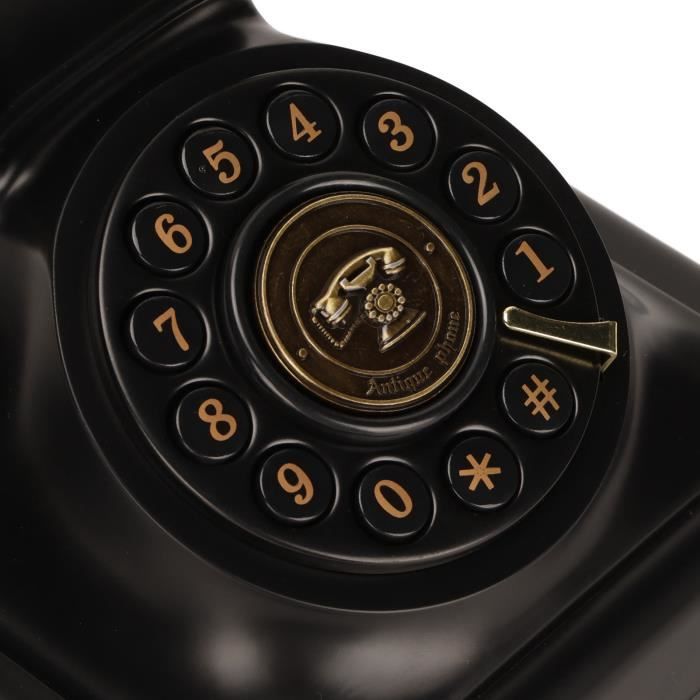 Kuuleyn Téléphone Vintage, WX-3011 Téléphone Fixe Vintage Noir Multi- Fonction en Plastique Téléphone À La Maison Rétro Fil Téléphone Fixe Décor Antique Décor Vintage