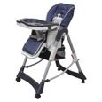 Chaise haute bébé-enfant, pliable, réglable hauteur, dossier et tablette - Bleu foncé-1