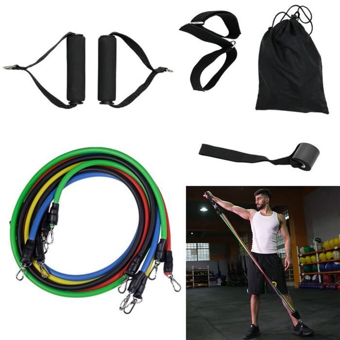TECH DISCOUNT Kit 12 Pièces Bandes Élastiques – 5 Niveaux De Résistance, Poignées, Ancrages